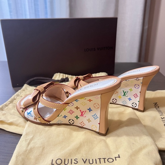 Authentic Louis Vuitton - White/Nude Epi - Wedges High Heels - Size 35EU/ 5US - Picture 1 of 16